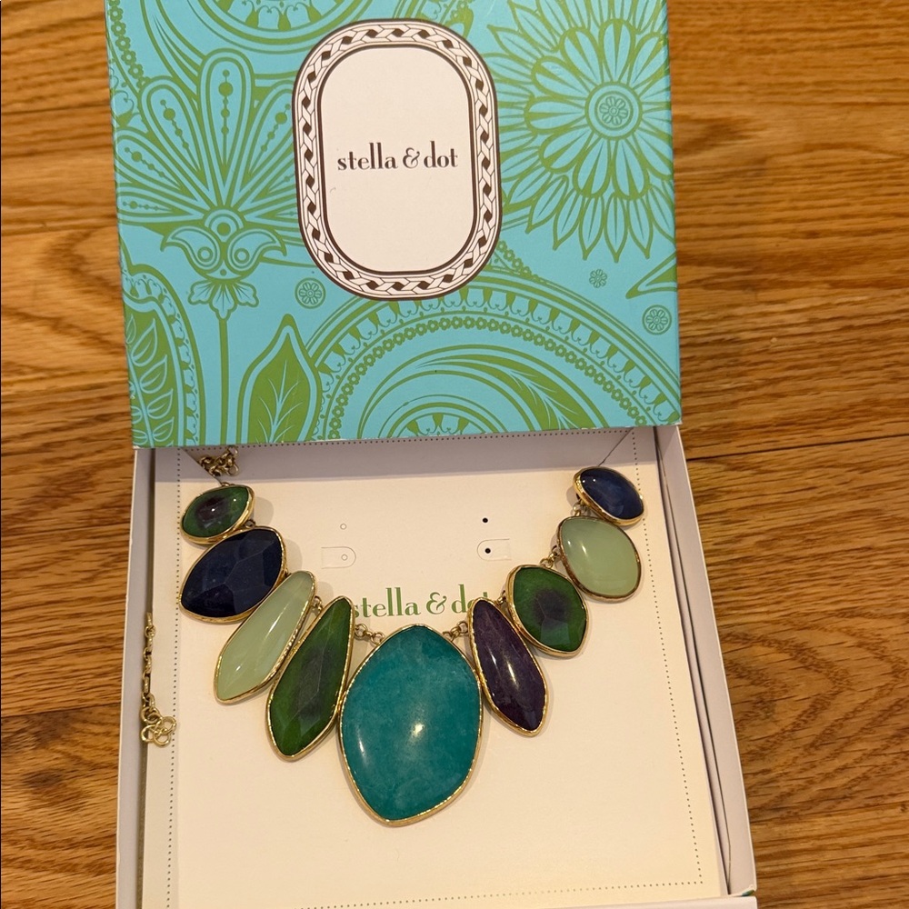 Stella & Dot Blue and Green Gem Necklace
